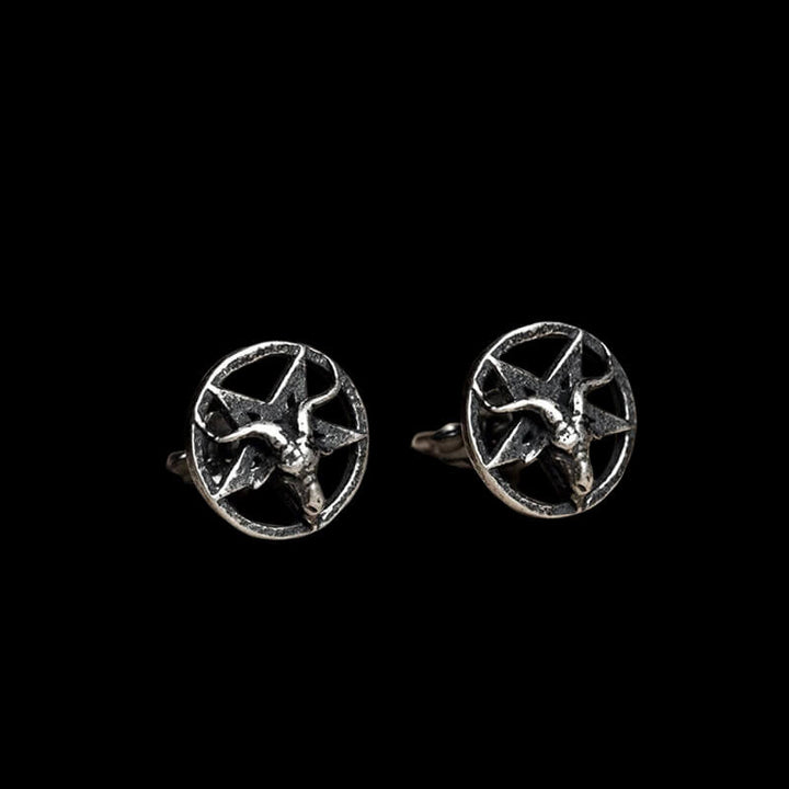 Baphomet 925 Sterling Silver Satan Stud Earrings