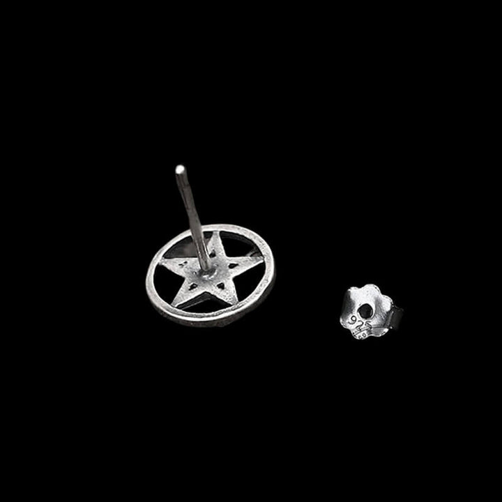 Baphomet 925 Sterling Silver Satan Stud Earrings