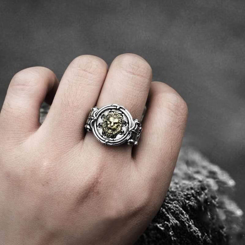 Baroque Lion 925 Sterling Silver Seal Ring
