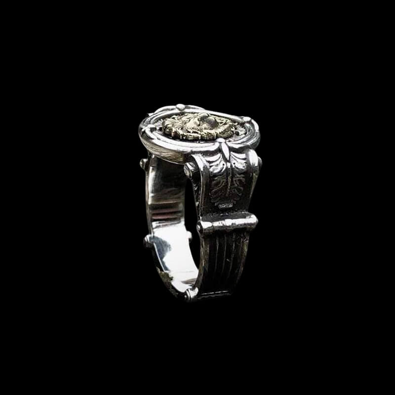 Baroque Lion 925 Sterling Silver Seal Ring