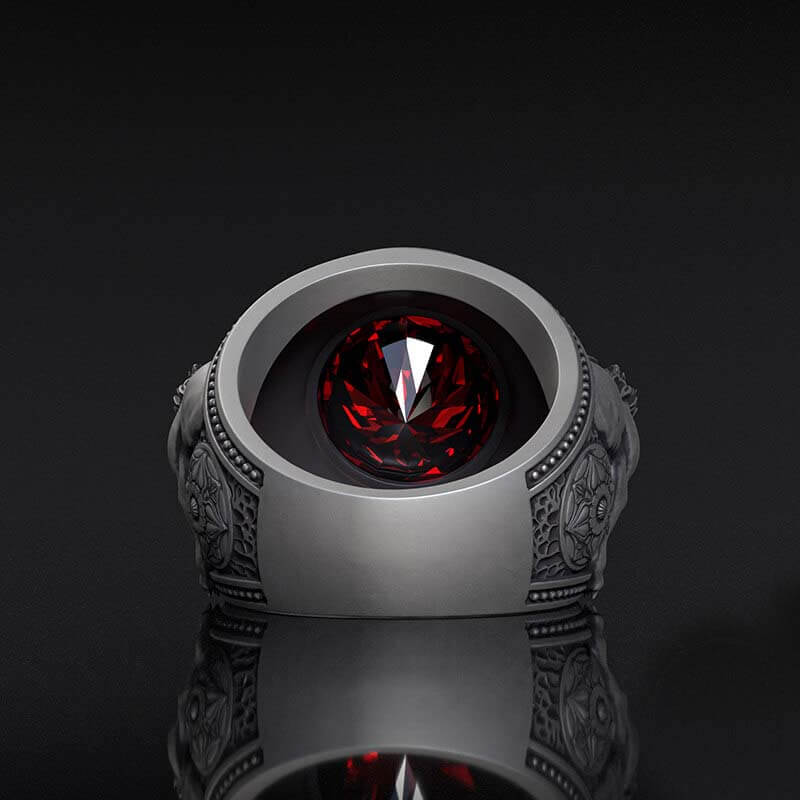 Baroque Lion Gem-set Sterling Silver Ring | RoyalLuster.com