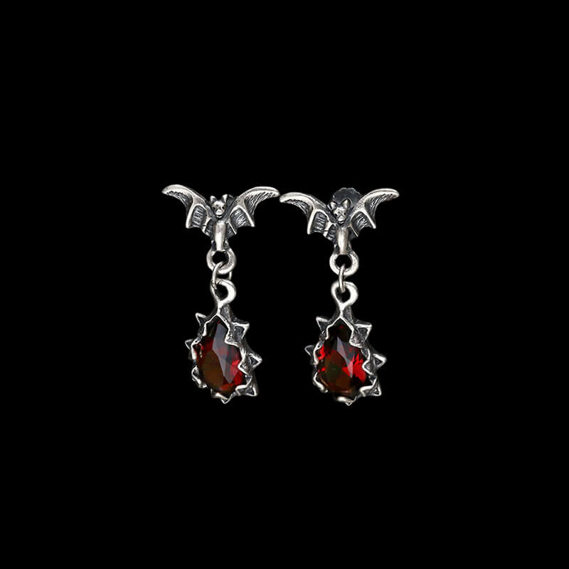 Bat 925 Sterling Silver Crystal Earrings