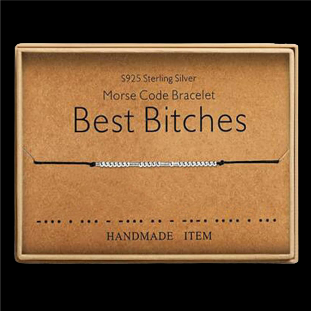 Best Bitches Morse Code 925 Sterling Silver Bracelet