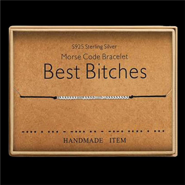Best Bitches Morse Code 925 Sterling Silver Bracelet