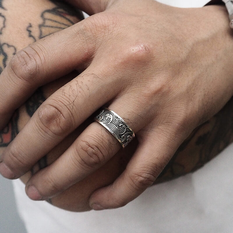 Biker Rock 925 Sterling Silver Marine Ring 04 | Royalluster.com