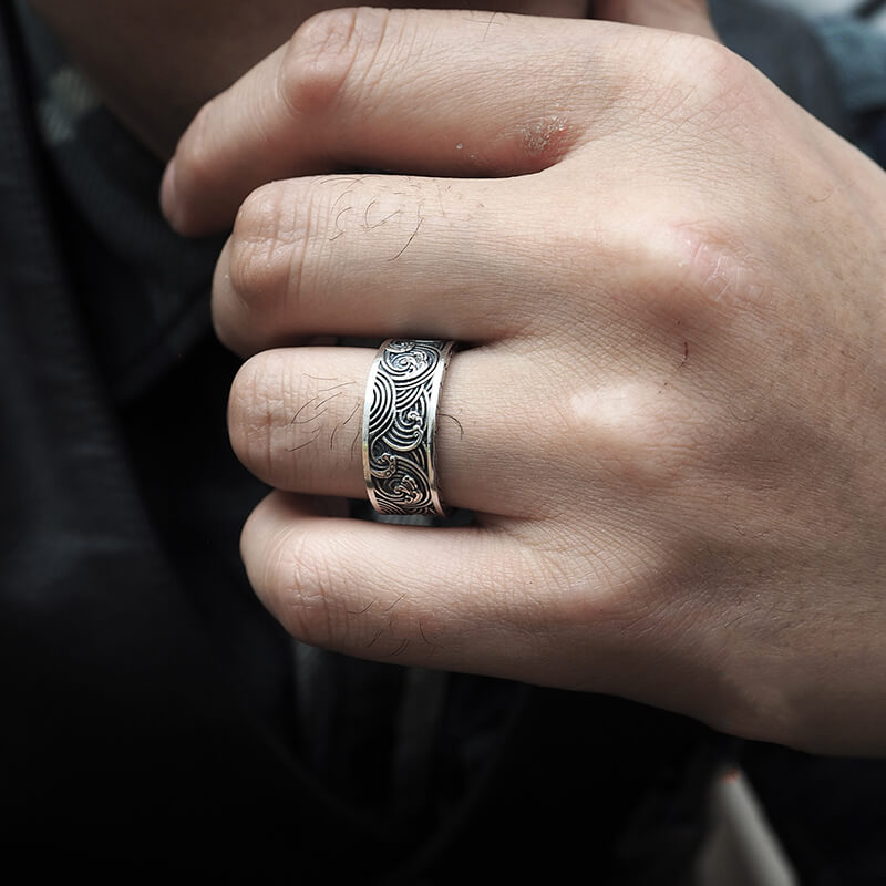 Biker Rock 925 Sterling Silver Marine Ring 02 | Royalluster.com