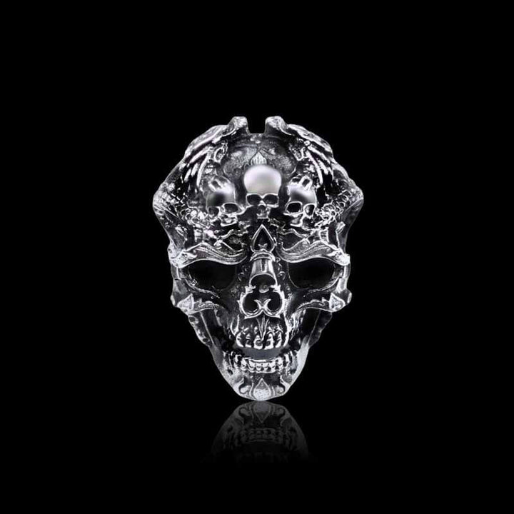 Biker Rock Skull 925 Sterling Silver Open Ring 01 | RoyalLuster.com