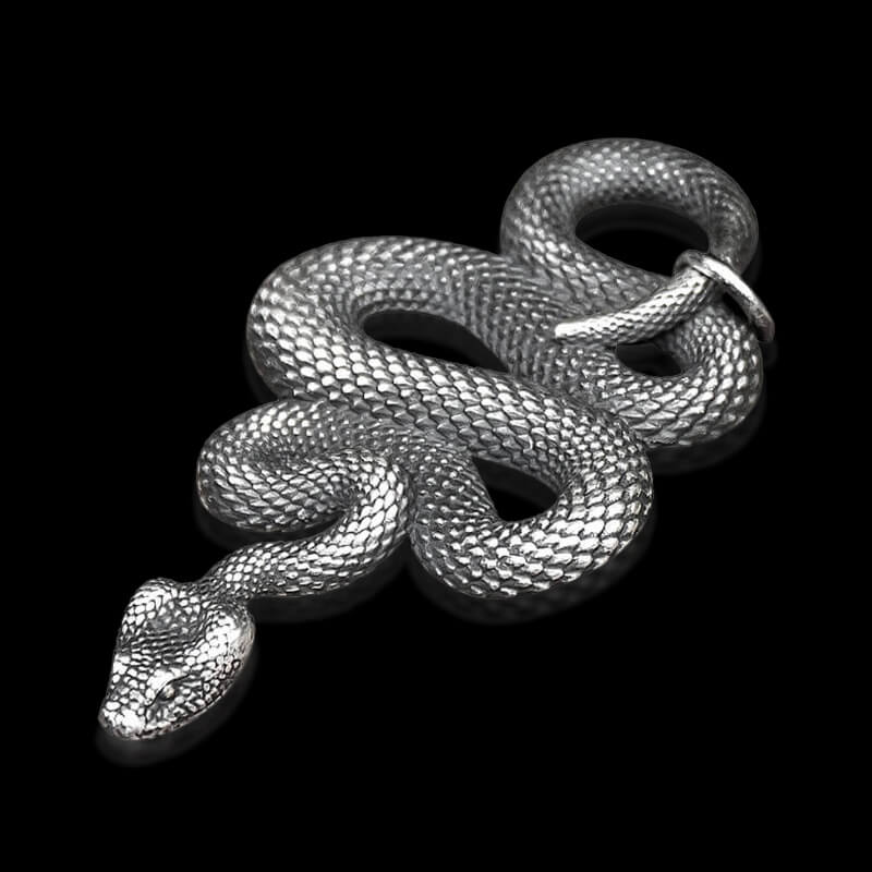 Black Mamba Snake 925 Sterling Silver Men's Pendant 01 | RoyalLuster.com