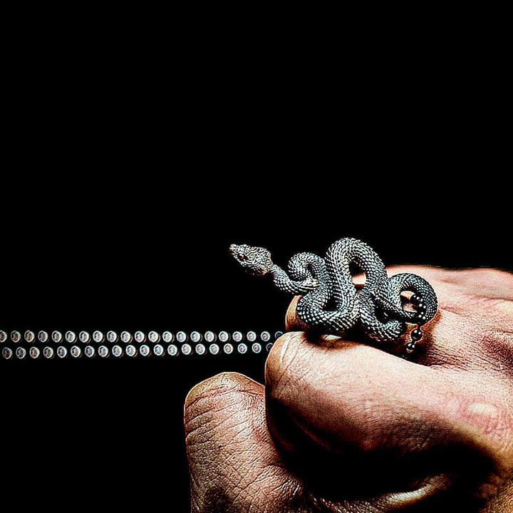 Black Mamba Snake 925 Sterling Silver Men's Pendant 04 | RoyalLuster.com