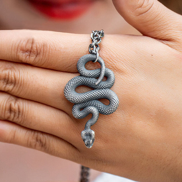 Black Mamba Snake 925 Sterling Silver Men's Pendant