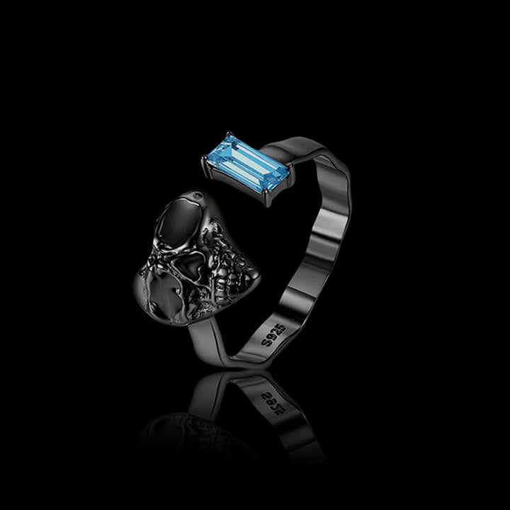Black Skull 925 Sterling Silver Open Ring