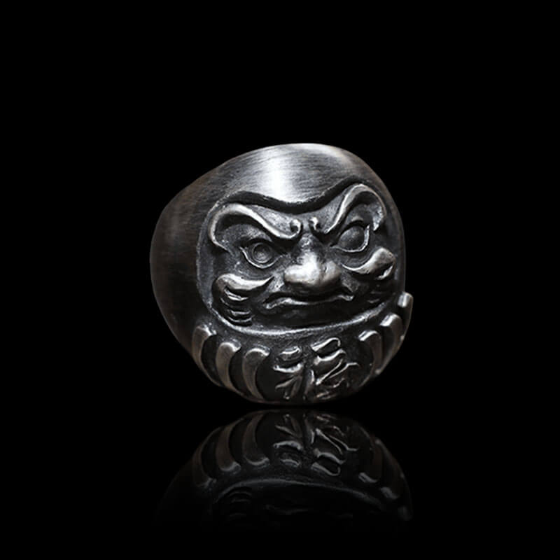 Blessed Japanese Dharma Tumbler 925 Sterling Silver Brass Ring