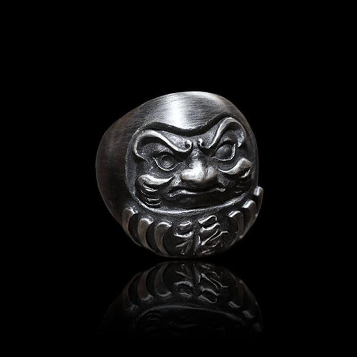Blessed Japanese Dharma Tumbler 925 Sterling Silver Brass Ring
