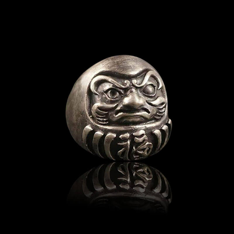 Blessed Japanese Dharma Tumbler 925 Sterling Silver Brass Ring