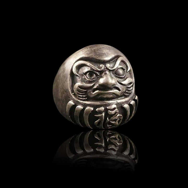 Blessed Japanese Dharma Tumbler 925 Sterling Silver Brass Ring