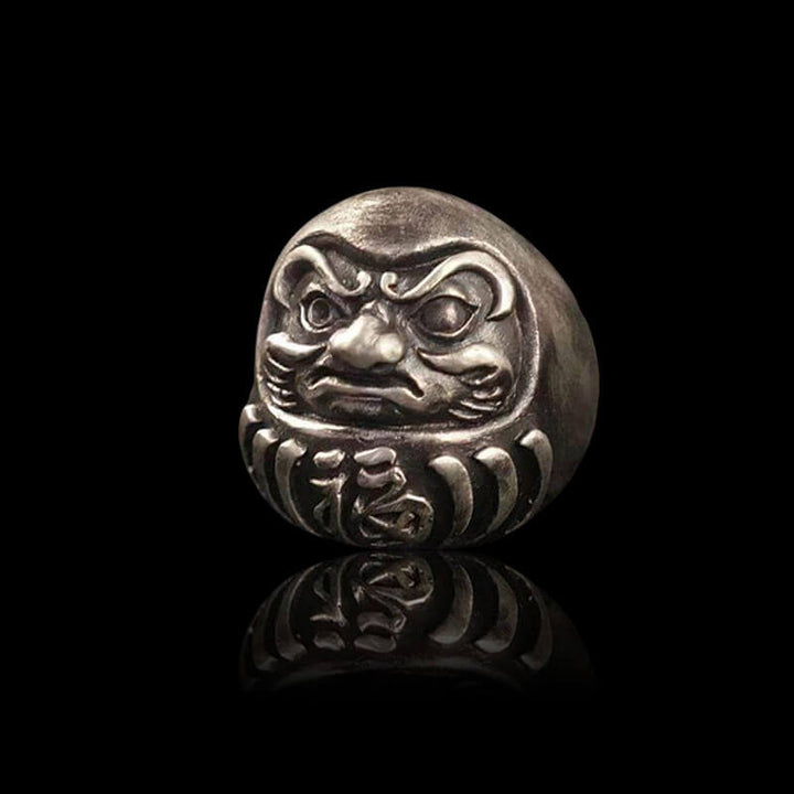 Blessed Japanese Dharma Tumbler 925 Sterling Silver Brass Ring