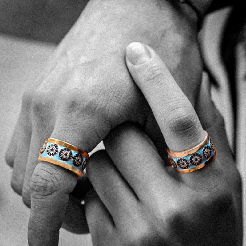 Blue Enamel Transport 925 Sterling Silver Men's Ring 02 | RoyalLuster.com