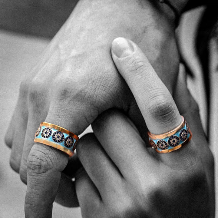 Blue Enamel Transport 925 Sterling Silver Men's Ring 02 | RoyalLuster.com