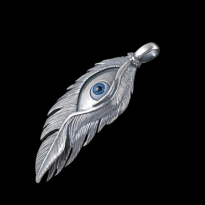 Blue Eye Feather 925 Sterling Silver Pendant