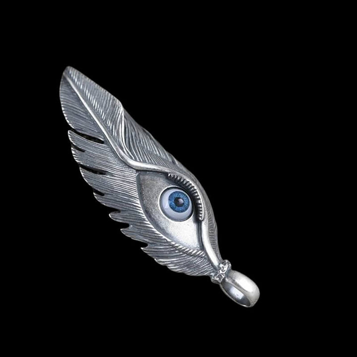 Blue Eye Feather 925 Sterling Silver Pendant
