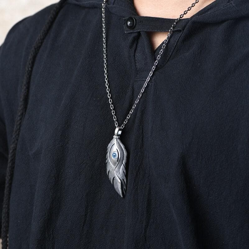 Blue Eye Feather 925 Sterling Silver Pendant