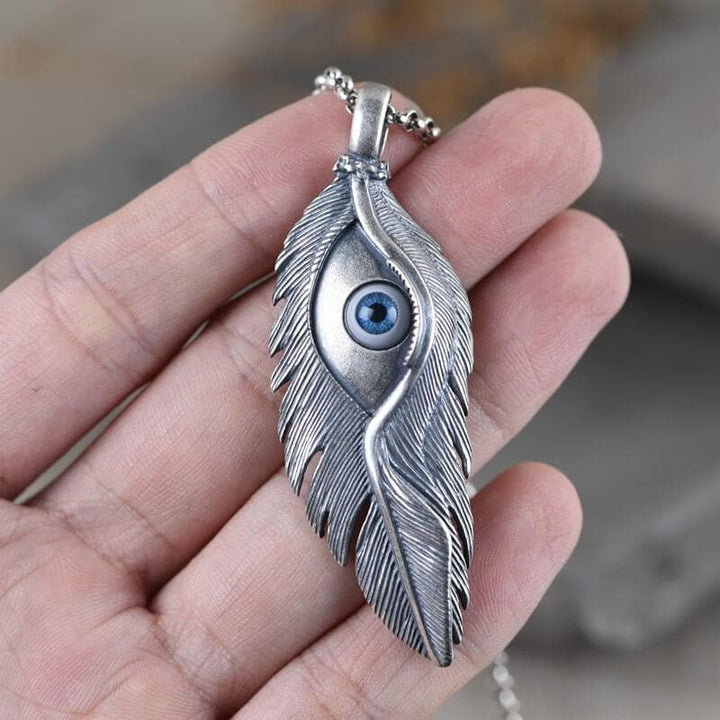 Blue Eye Feather 925 Sterling Silver Pendant