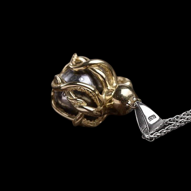 Brass Octopus 925 Sterling Silver Skull Pendant
