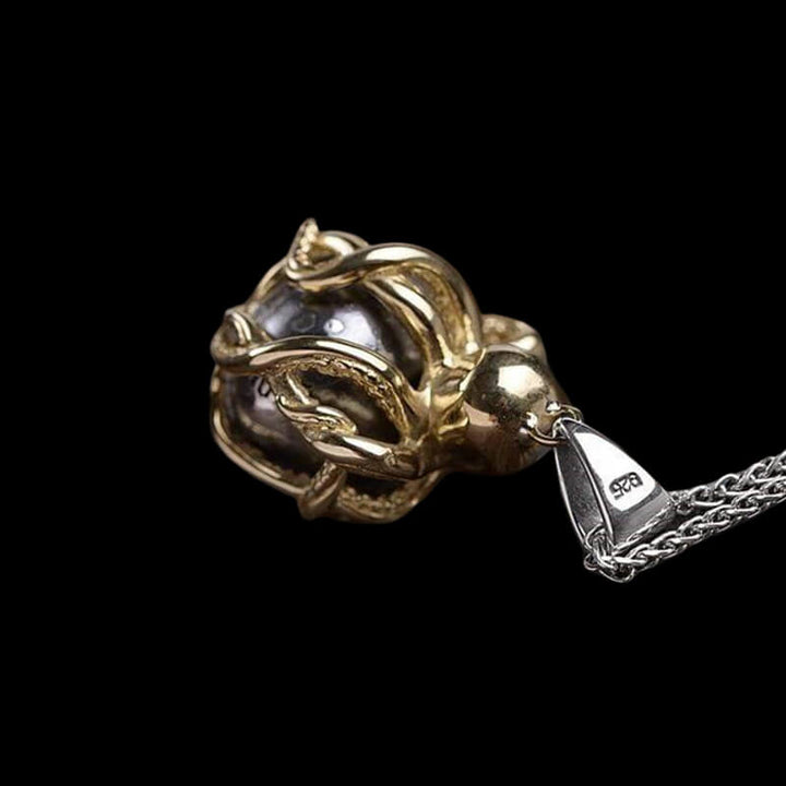 Brass Octopus 925 Sterling Silver Skull Pendant