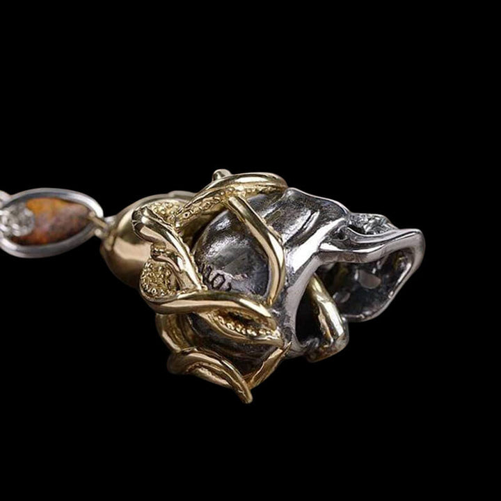 Brass Octopus 925 Sterling Silver Skull Pendant