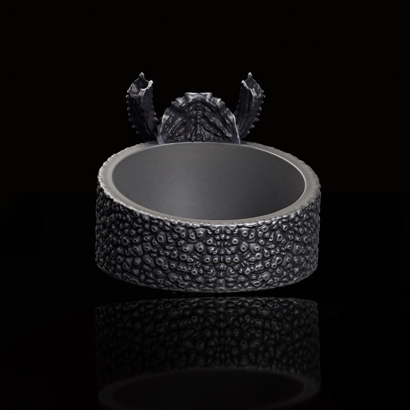 Broken Horn Ferocious Dragon Sterling Silver Ring