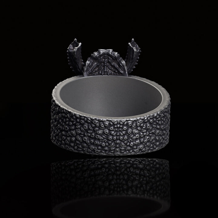 Broken Horn Ferocious Dragon Sterling Silver Ring