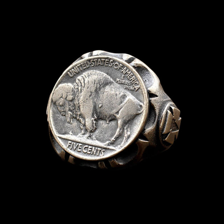 Buffalo Coin 925 Sterling Silver Punk Ring