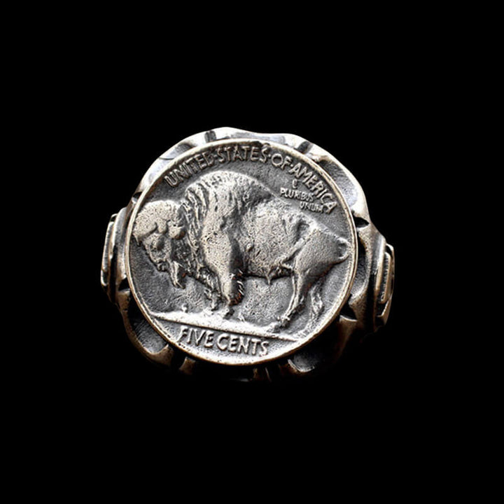 Buffalo Coin 925 Sterling Silver Punk Ring