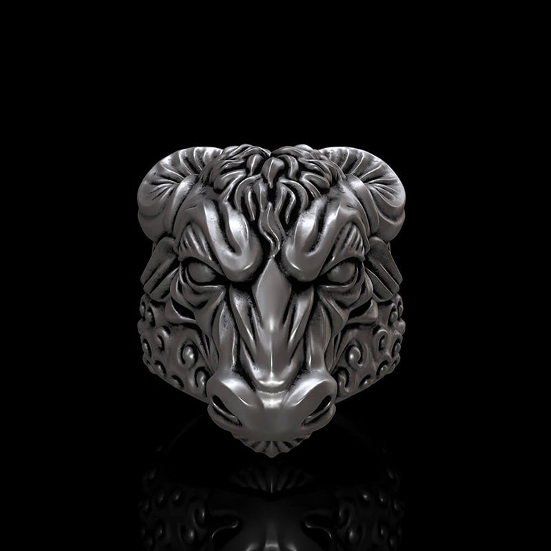 Bull Head 925 Sterling Silver Ring
