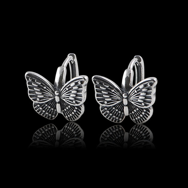Butterfly 925 Sterling Silver Huggie Earrings