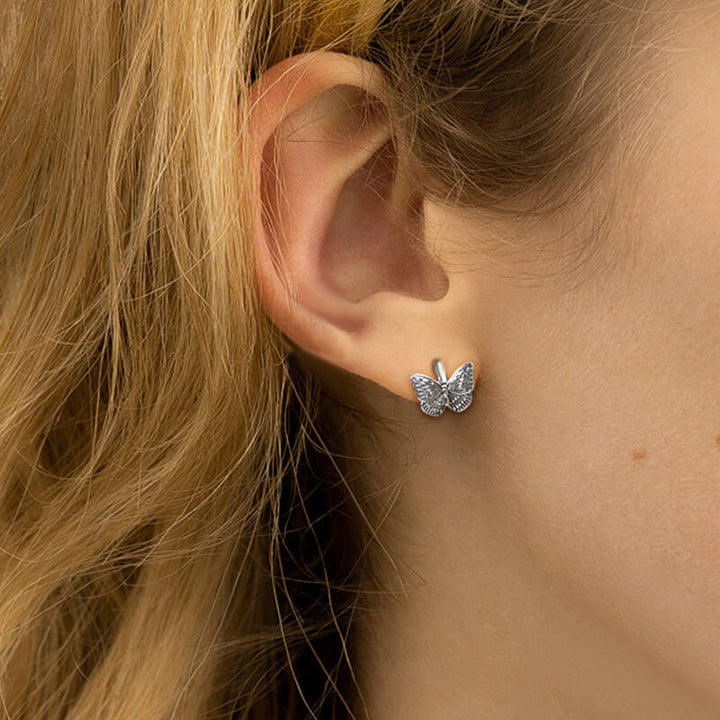 Butterfly 925 Sterling Silver Huggie Earrings