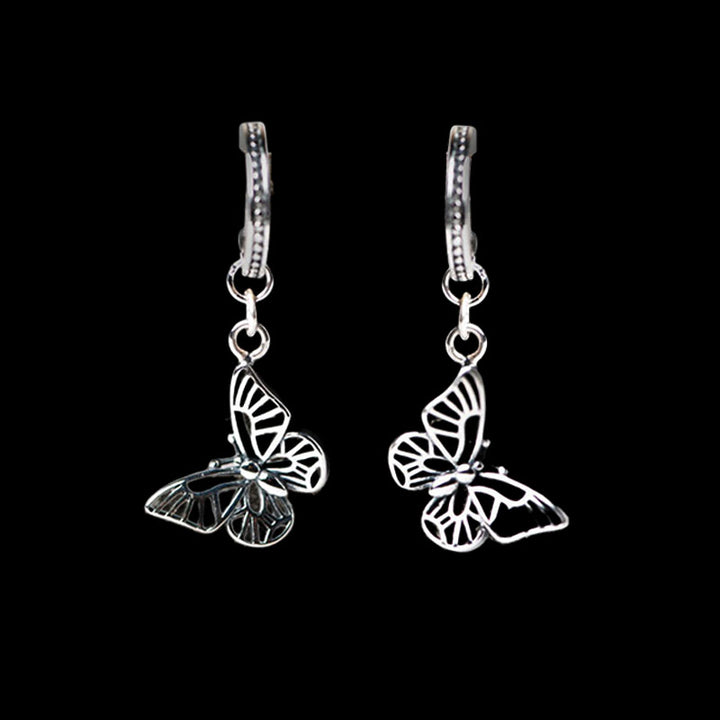 Butterfly 925 Sterling Silver Huggie Earrings