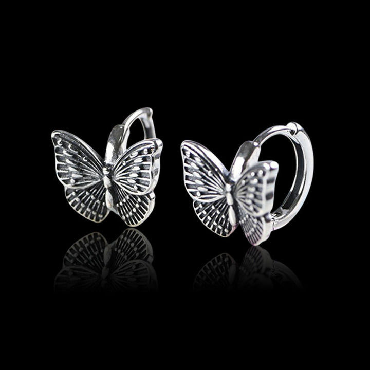 Butterfly 925 Sterling Silver Huggie Earrings
