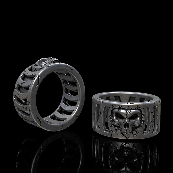 Cage Skull 925 Sterling Silver Ring