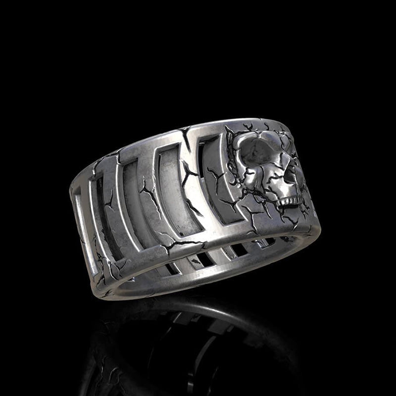 Cage Skull 925 Sterling Silver Ring