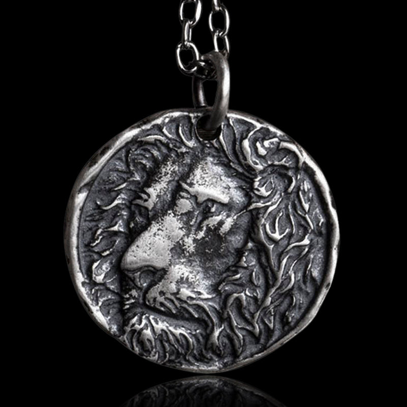 Carved Lion Head 925 Sterling Silver Men's Pendant 01 | Royalluster.com