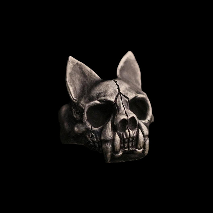 Cat Bone Skull 925 Sterling Silver Ring