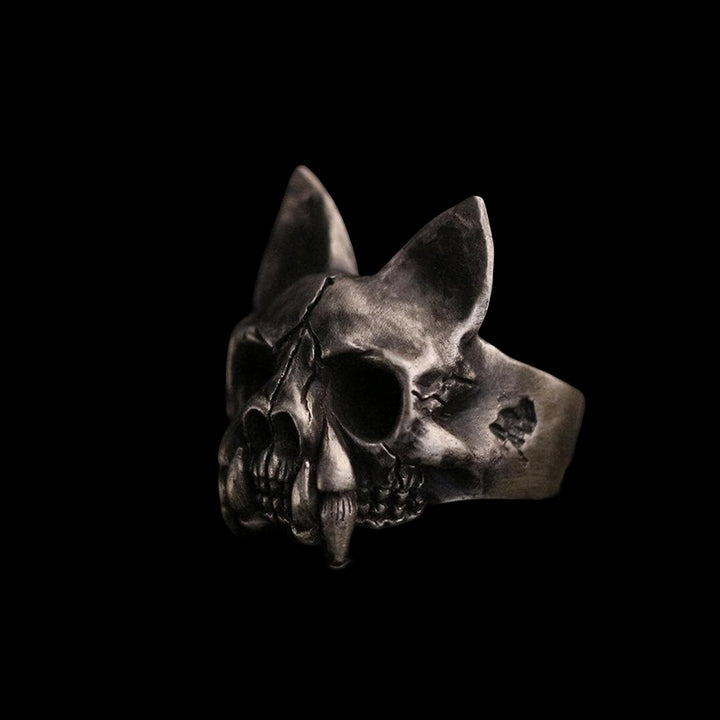 Cat Bone Skull 925 Sterling Silver Ring