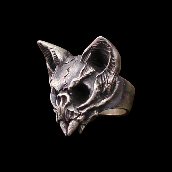 Cat Skull 925 Sterling Silver Ring
