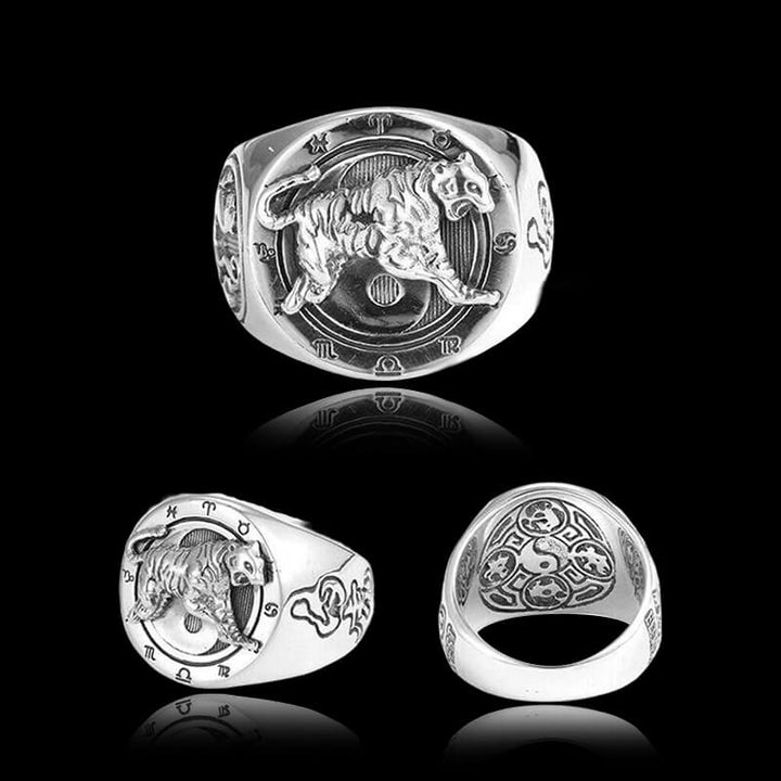Chinese Four Symbols 925 Sterling Silver Ring