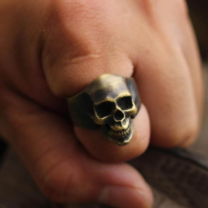 Classic Locomotive 925 Sterling Silver Skull Ring