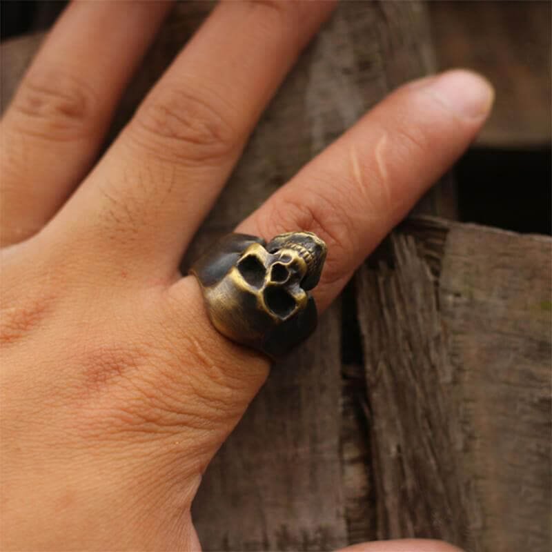 Classic Locomotive 925 Sterling Silver Skull Ring