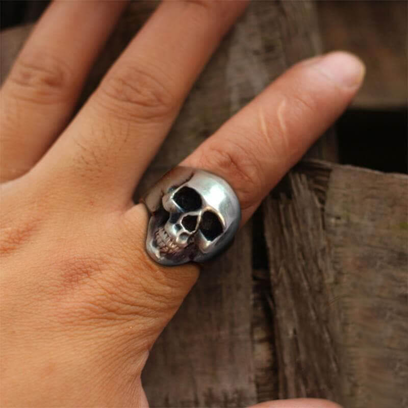 Classic Locomotive 925 Sterling Silver Skull Ring