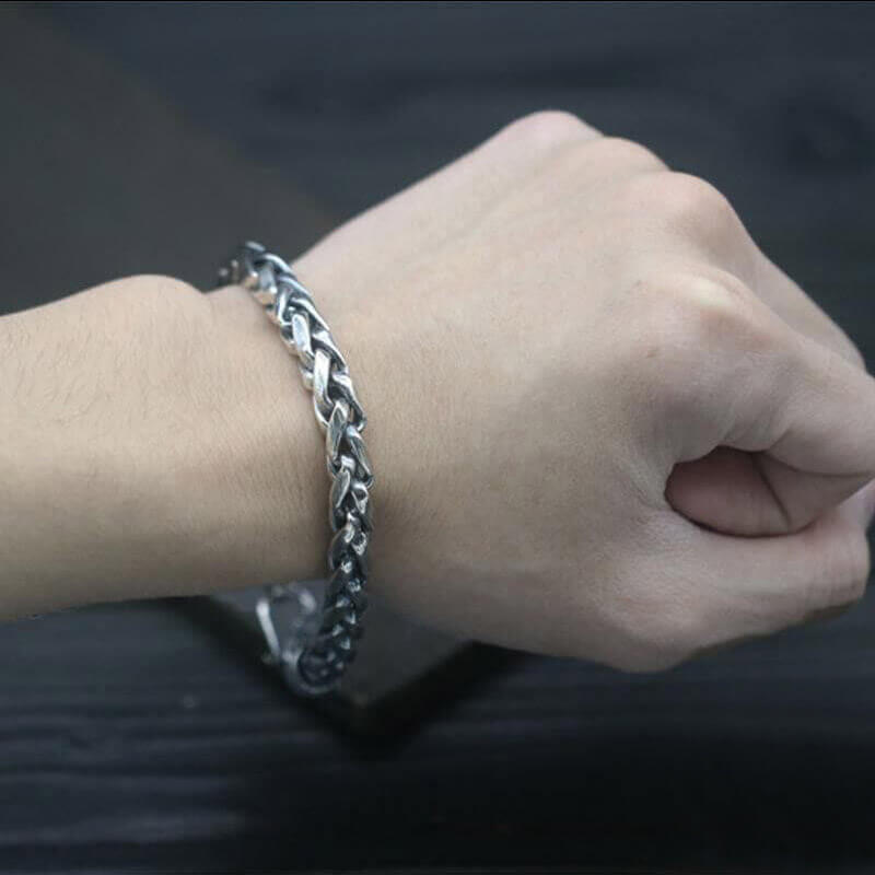 Classic Wheat Ear Chain 925 Sterling Silver Bracelet