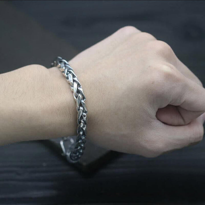 Classic Wheat Ear Chain 925 Sterling Silver Bracelet